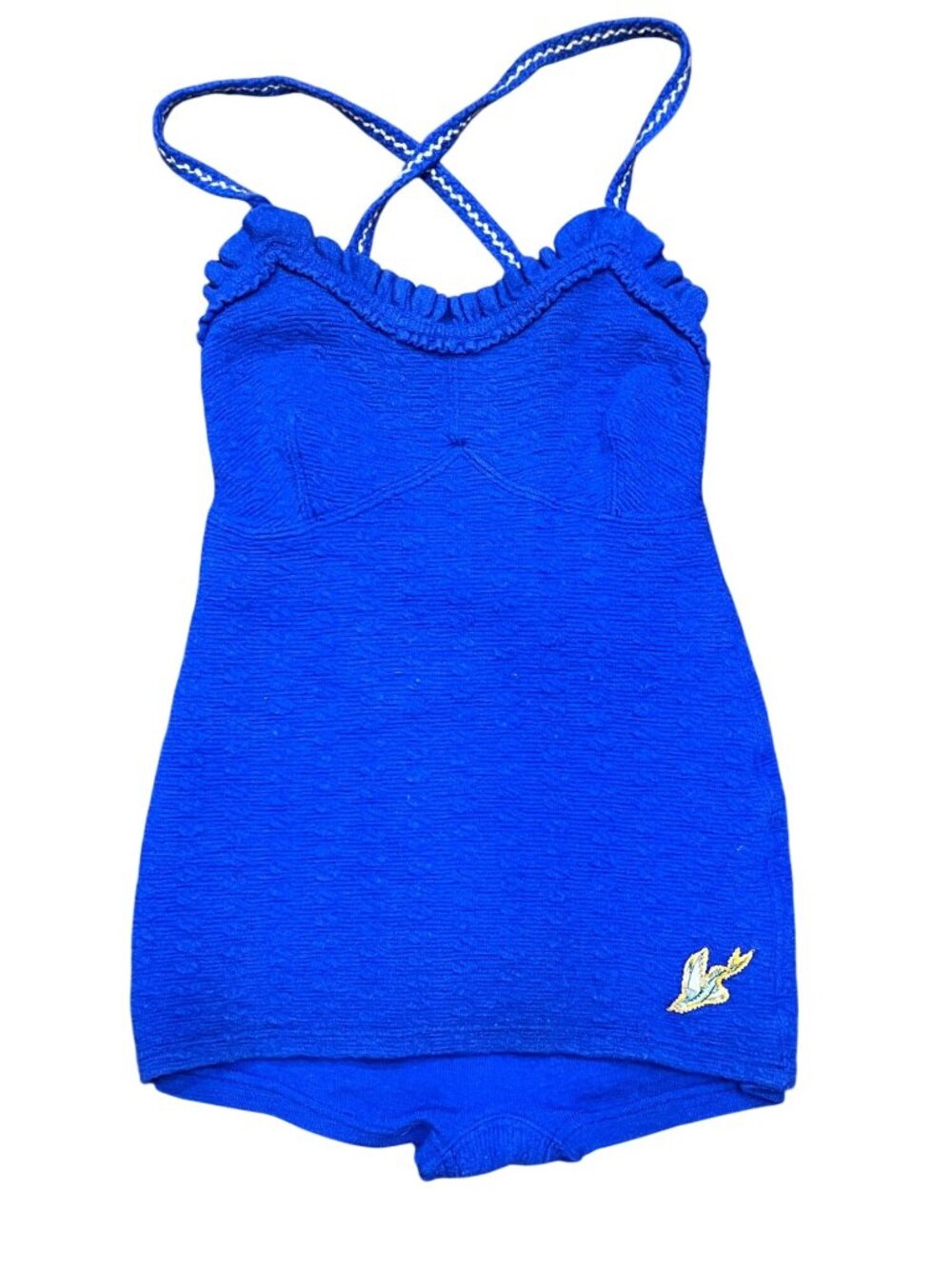 Catalina 1930s Hollywood Stars Vintage Cobalt Blue Wool One-Piece Swimsuit 38